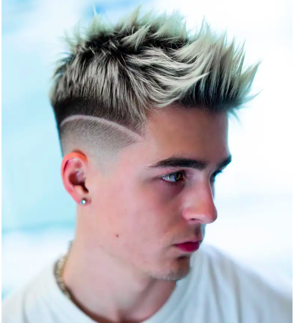 Fade with line haircut example for men