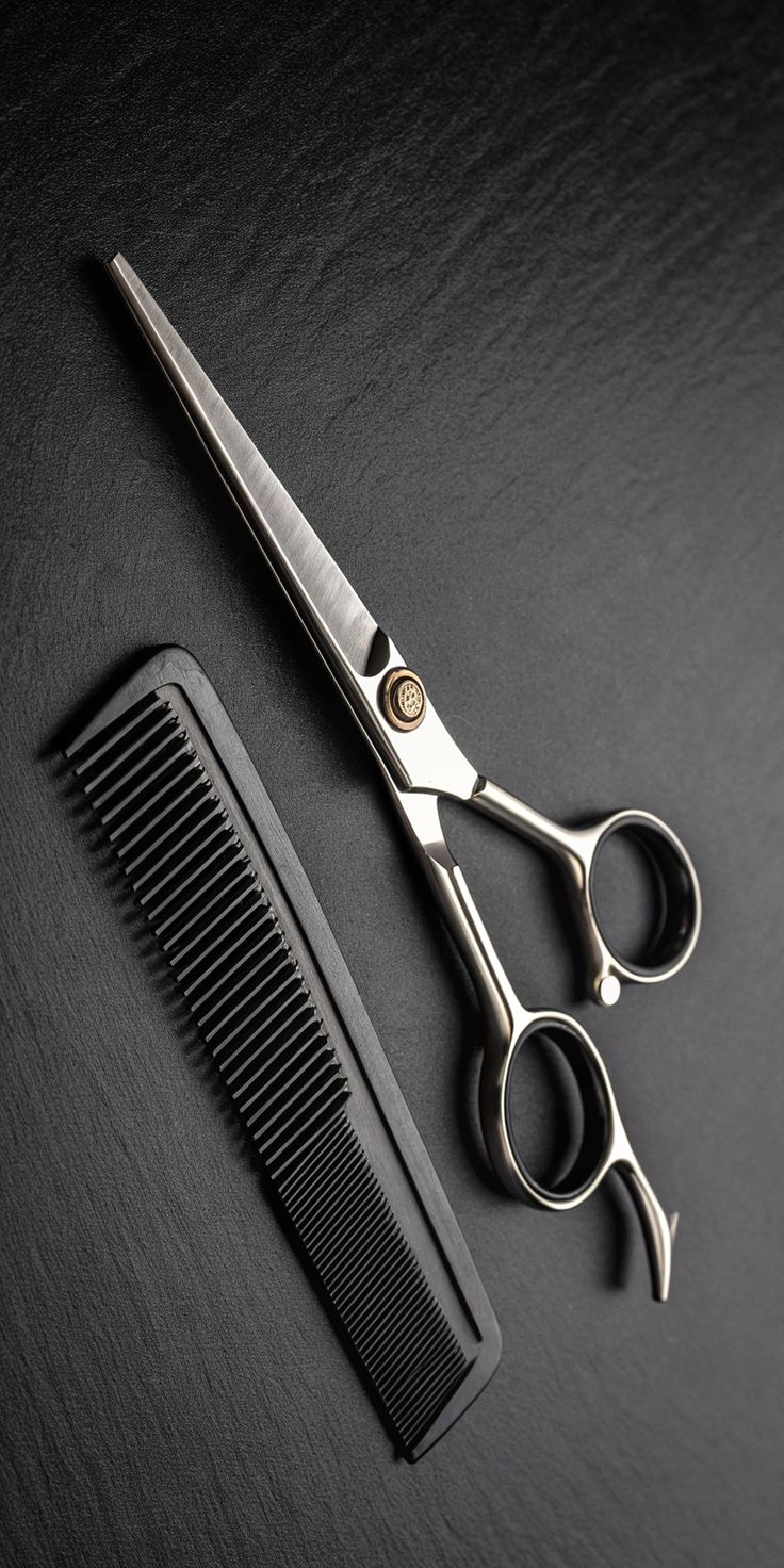 Papel de parede para barbeiros: Tesoura + pente minimal