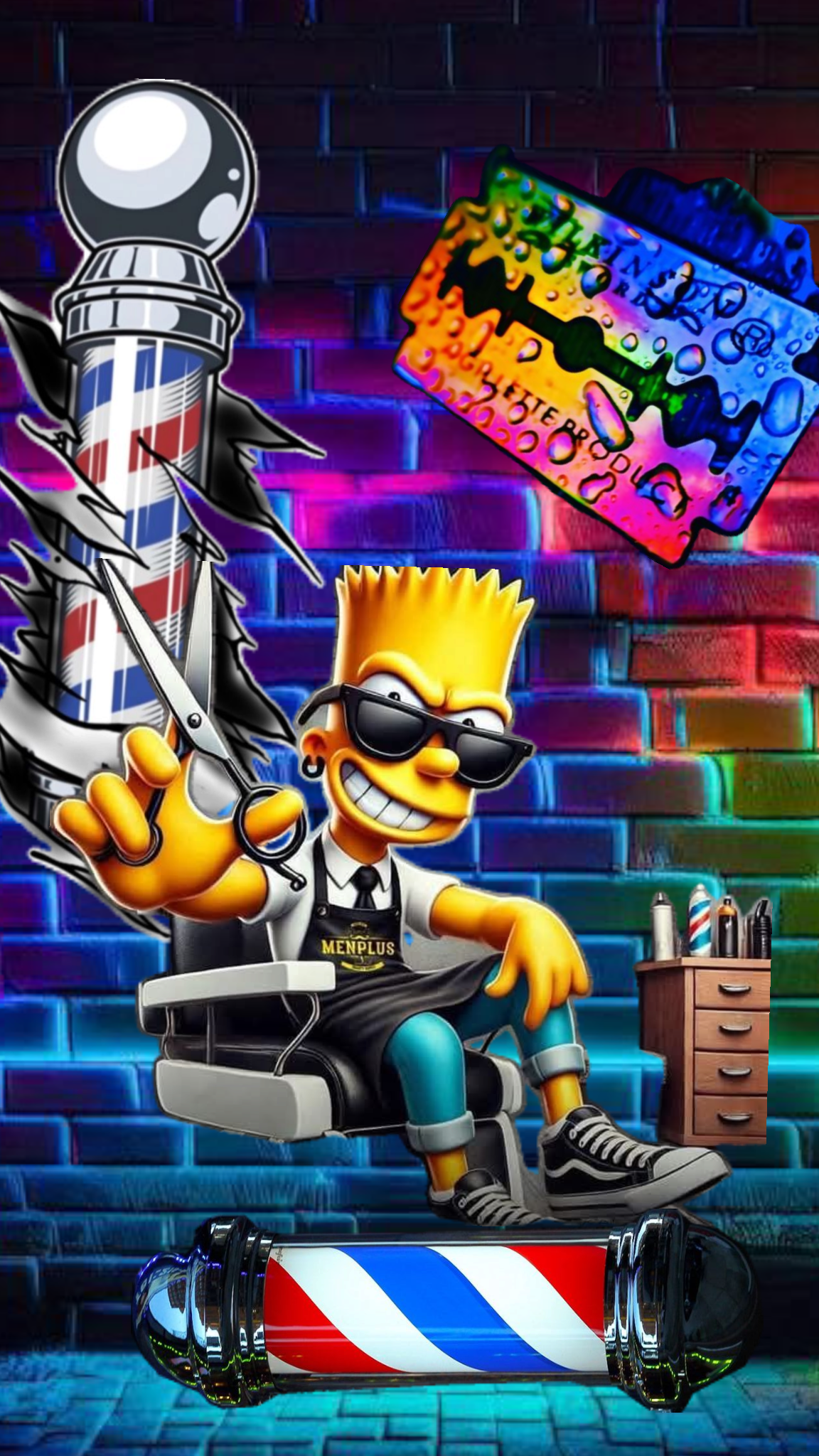 Papel de parede para barbeiros: Ilustração premium barber (02)