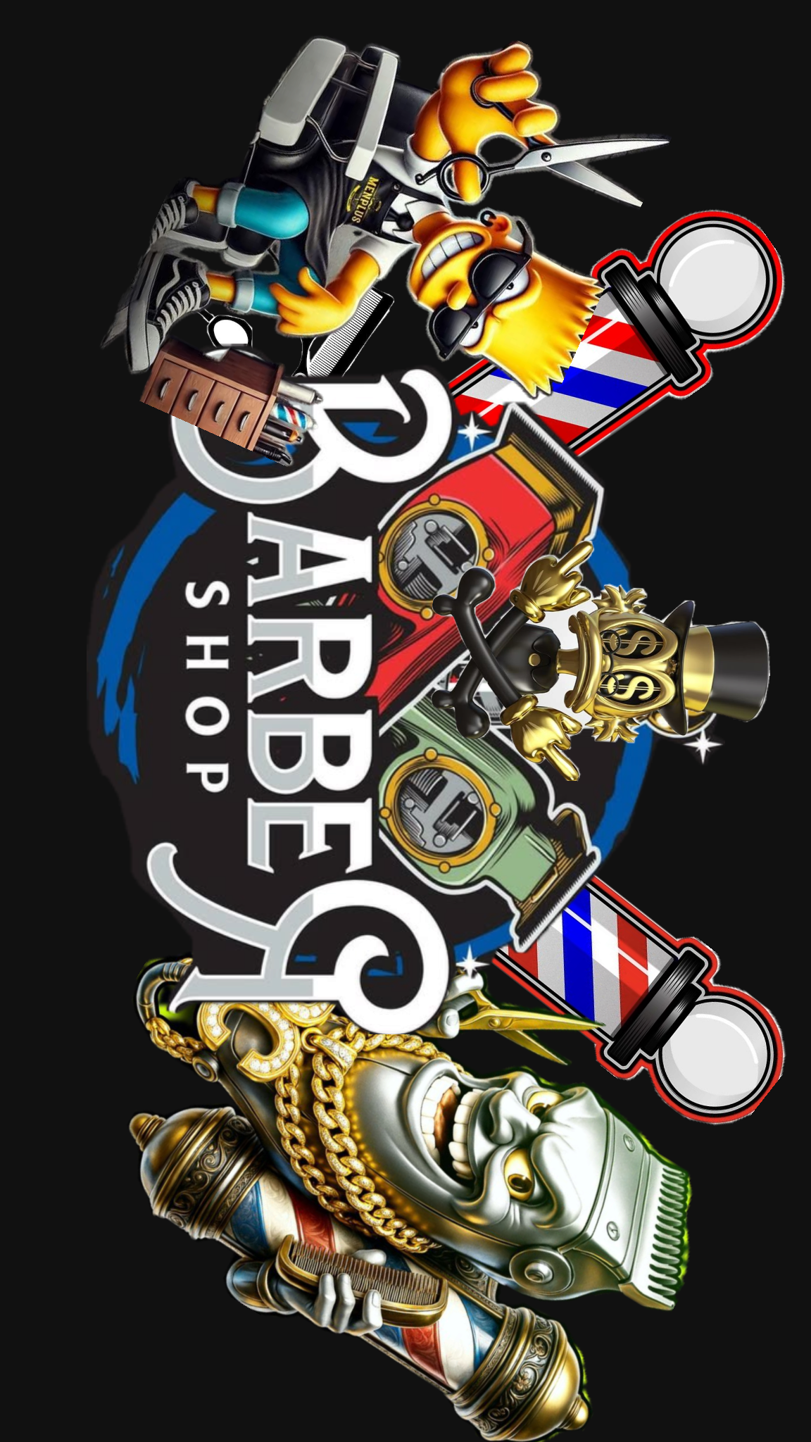 Papel de parede para barbeiros: Ilustração premium barber (03)